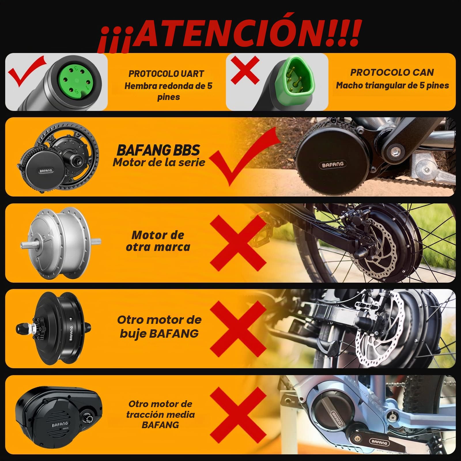 eBike Display C961 para Bicicleta eléctrica BAFANG BBS01B BBS02B BBS-HD Motor Bicicleta Ebike Ordenador con protocolo Pas UART