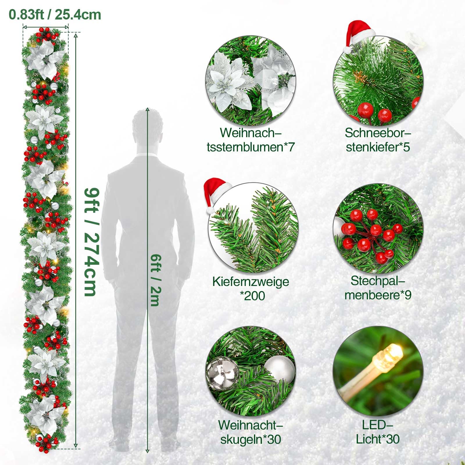 Centrotavola Ghirlanda Natalizia Con Fiori E Bacche, 50x40cm | Leroy Merlin