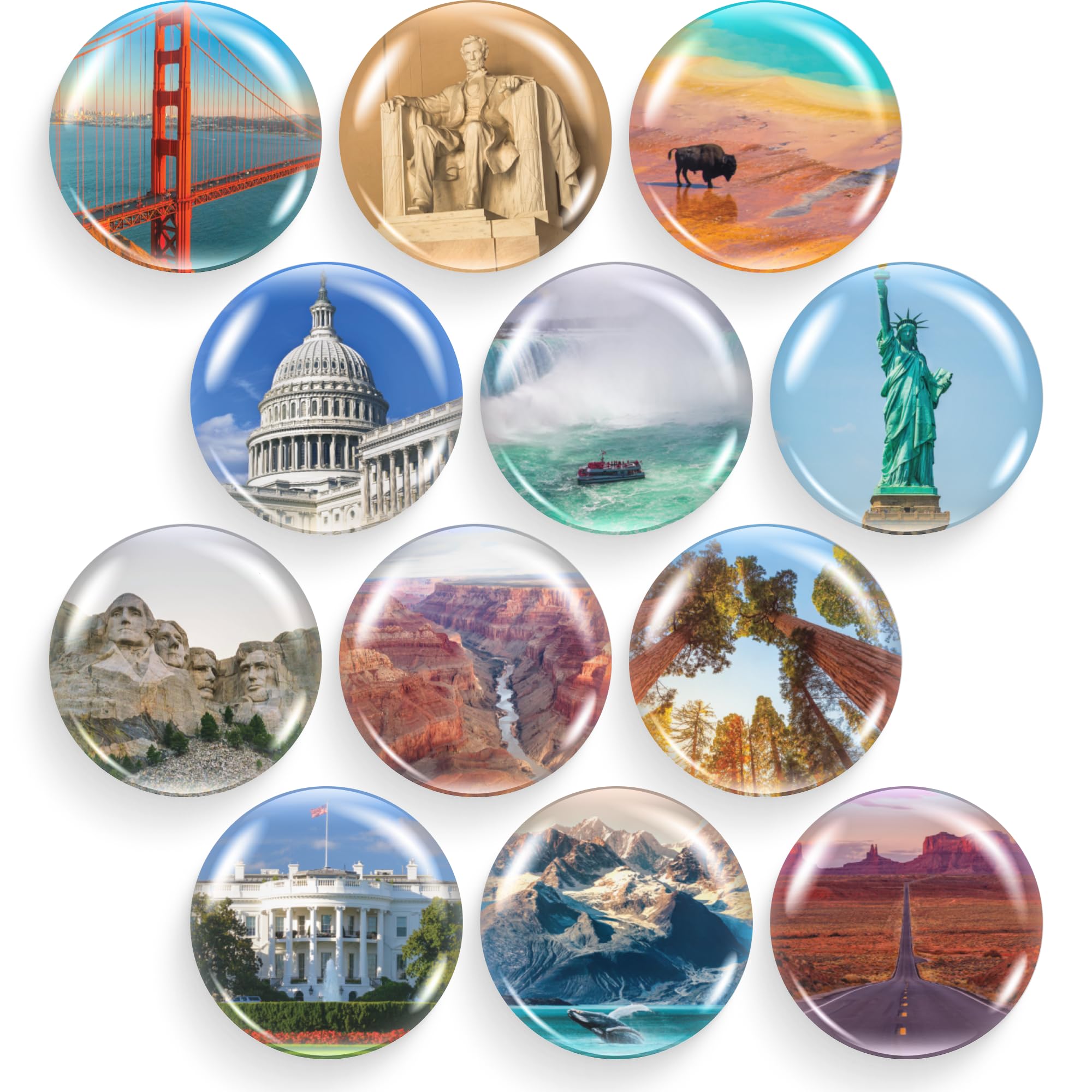 Super Cute Fridge & Locker Magnets - 12 Glass Magnets with Vibrant Colors - Strong Hold for Photos, Notes, Recipes - Aesthetic Refrigerator Decoration - Perfect for School & College Locker