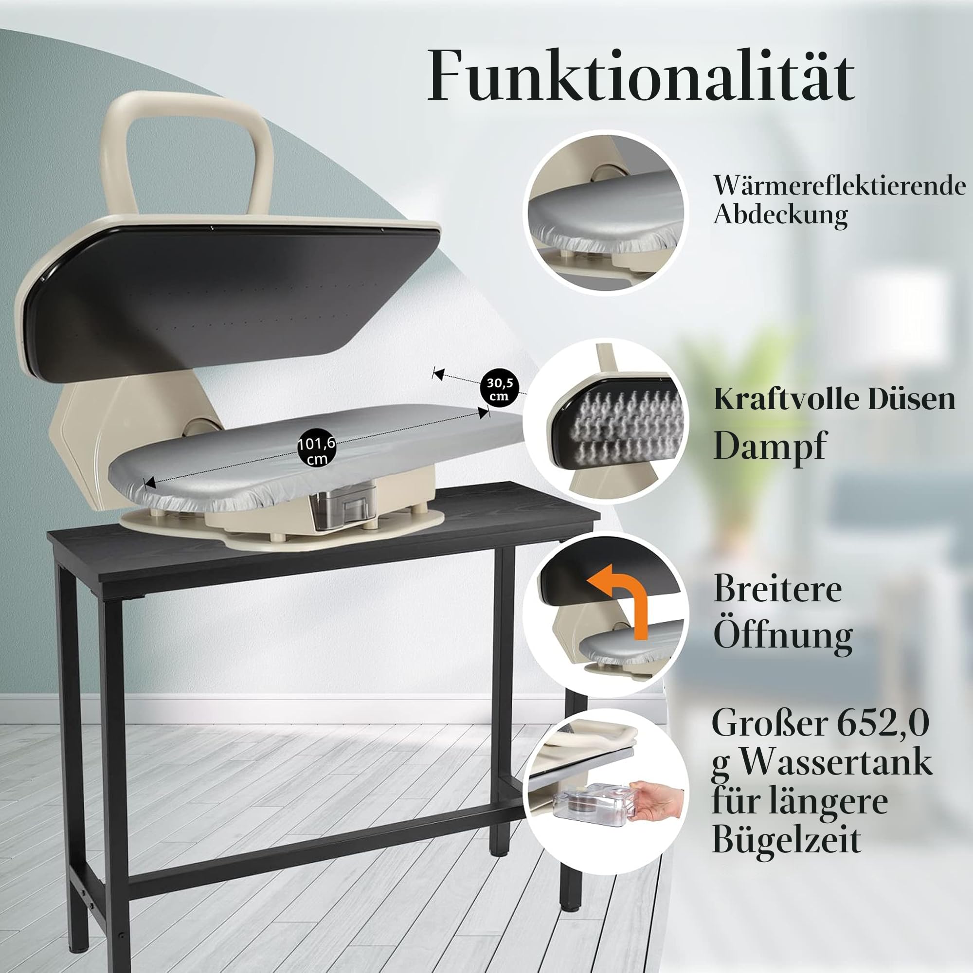 Speedypress 101HD-Weiß Dampfbügelpresse 101cm Professionell mit Ständer