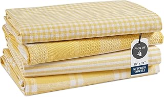 LANE LINEN Cotton Kitchen Towels Set, 4-Pack – Absorbent, Quick-Drying D...