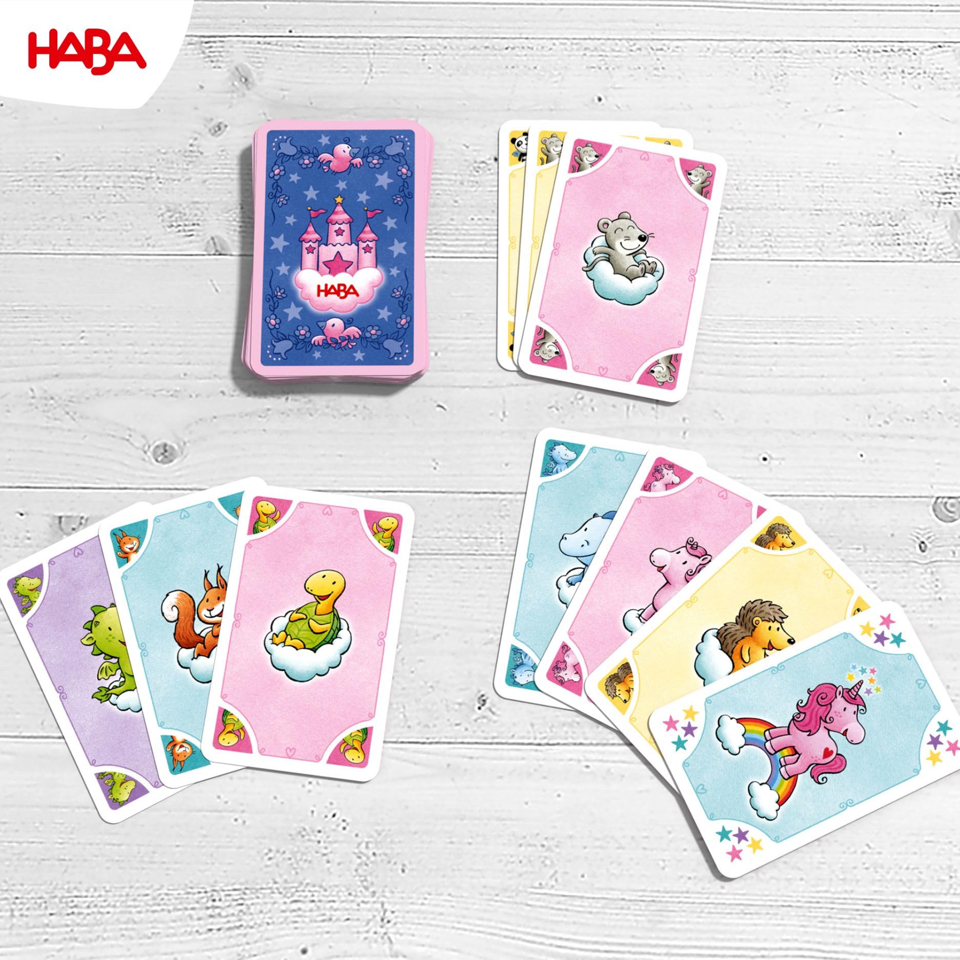 HABA Einhorn Glitzerglück Spielesammlung - 9 abwechslungsreiche Würfel, Brettspiele und Kartenspiele - mit einfachen Regeln - Made in Germany - für Kinder ab 3 Jahren - 2010879002