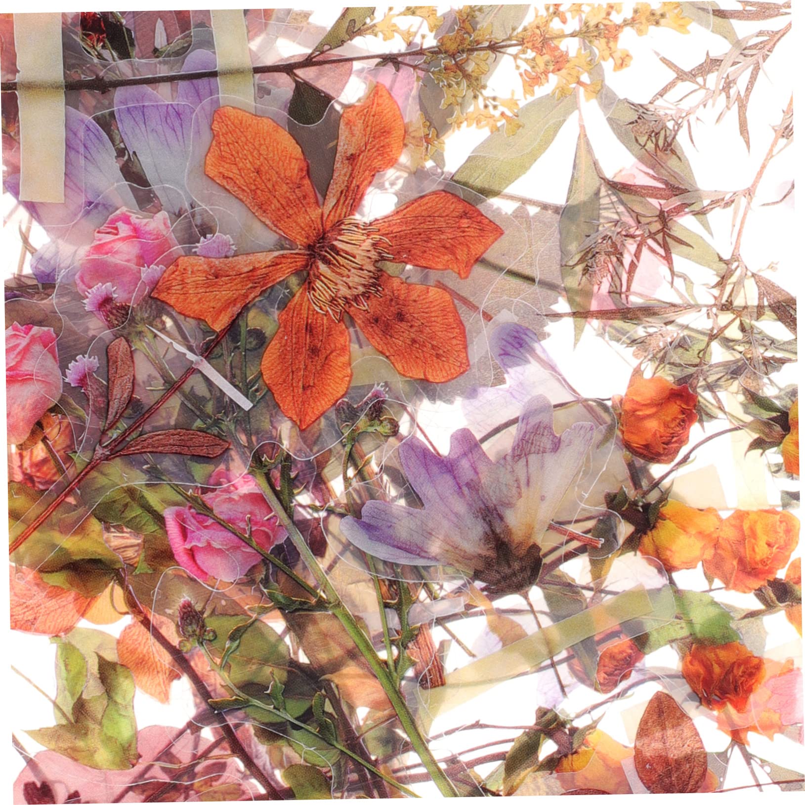 SHINEOFI 600piezas Pegatinas Transparentes De Flores Vintage Para Scrapbooking y Manualidades y Resistentes Al Agua Material De Para y Tarjetas