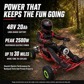 Zyliathor 48V 20Ah Electric Off-Road Go Kart For Adults & Kids (Black)
