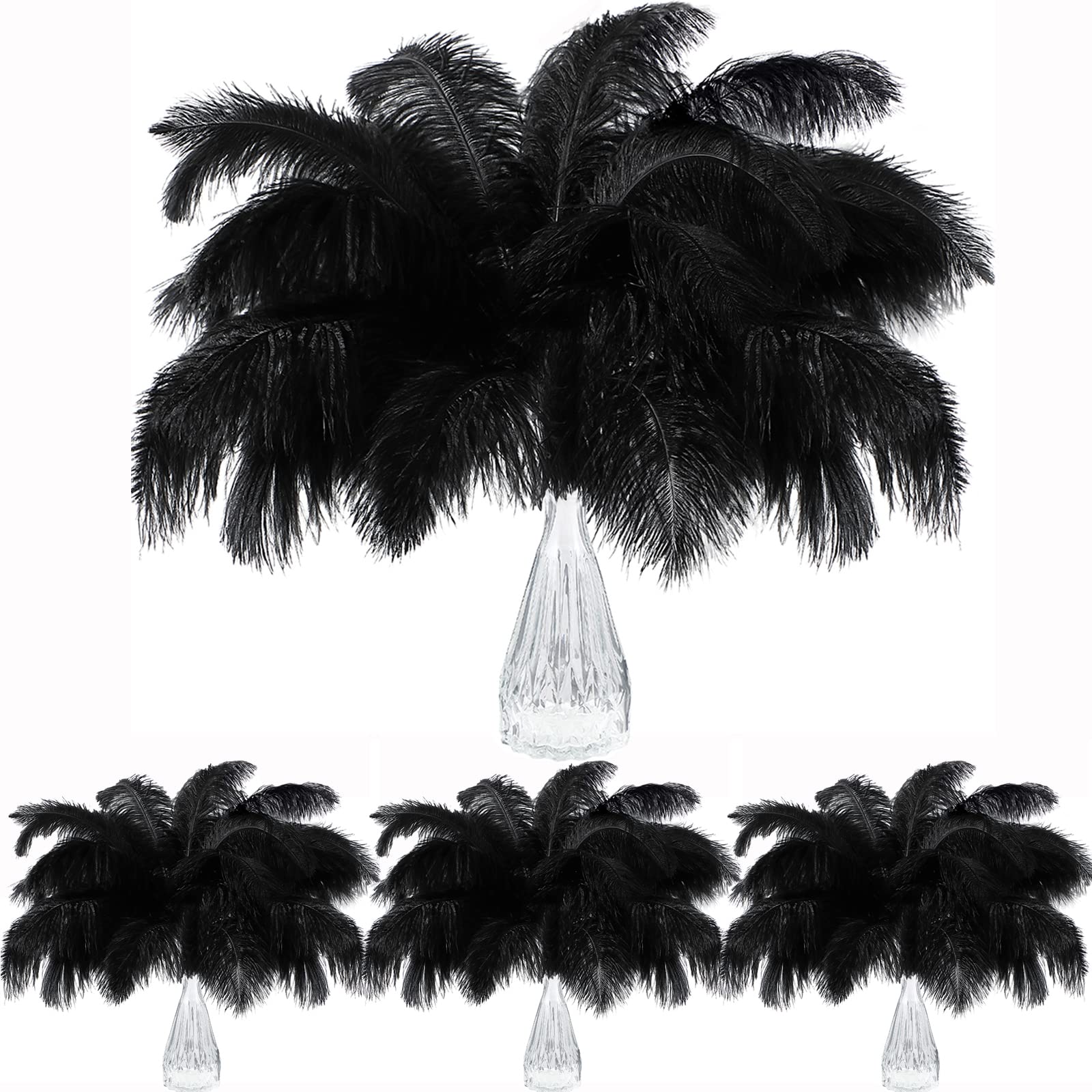 10pcs 35-40cm Black Ostrich Feathers Plume Centerpiece Wedding Party Table Decor