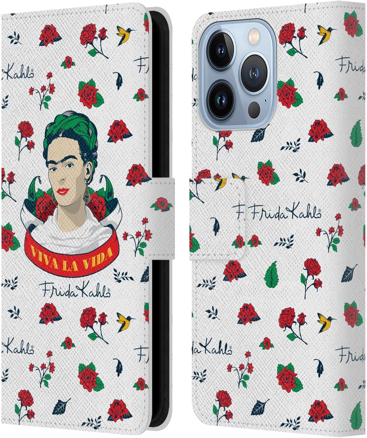 Head Case Designs Officially Licensed Frida Kahlo Viva La Vida Icons Leather Wallet Case Compatible with Apple iPhone 13 Pro