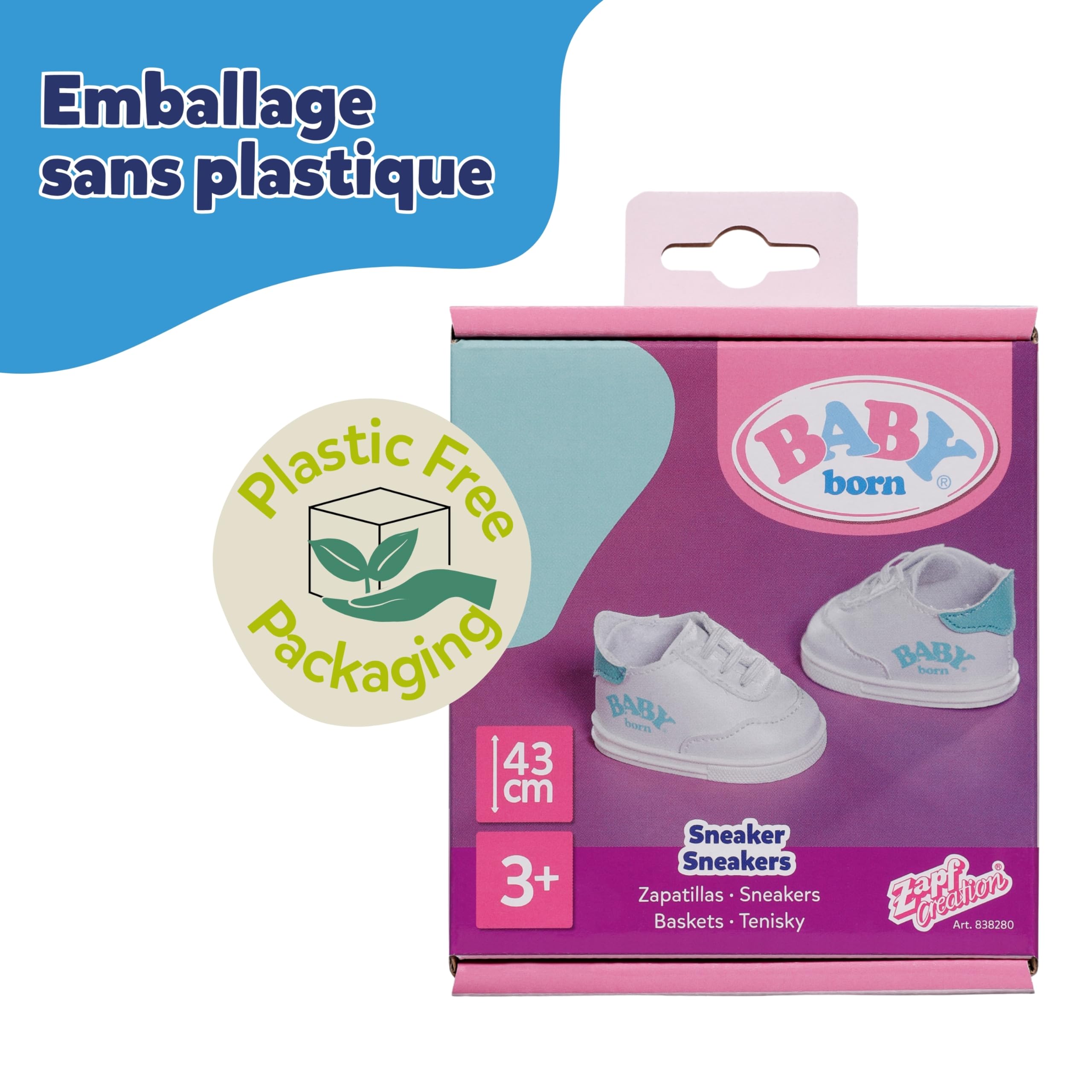 BABY born Baskets – 1 Paire de Chaussures pour poupée en 2 modèles possibles – Sélection aléatoire du Design – Vêtements pour poupées de Haute qualité – Accessoire pour poupées de 43 cm