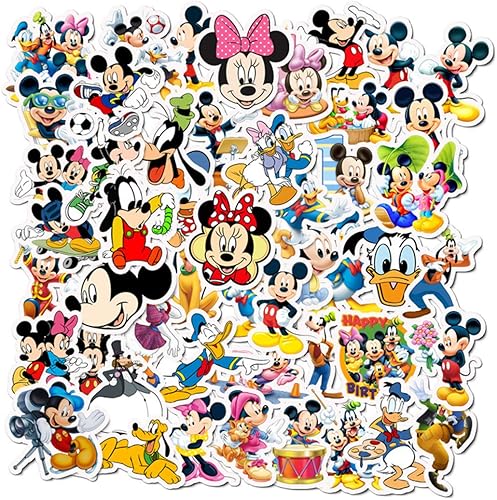 50 calcomanías calientes de Disney Mickey para botella de agua, laptop, guitarra, automóvil, motocicleta, monopatín, caja de equipaje, vinilo