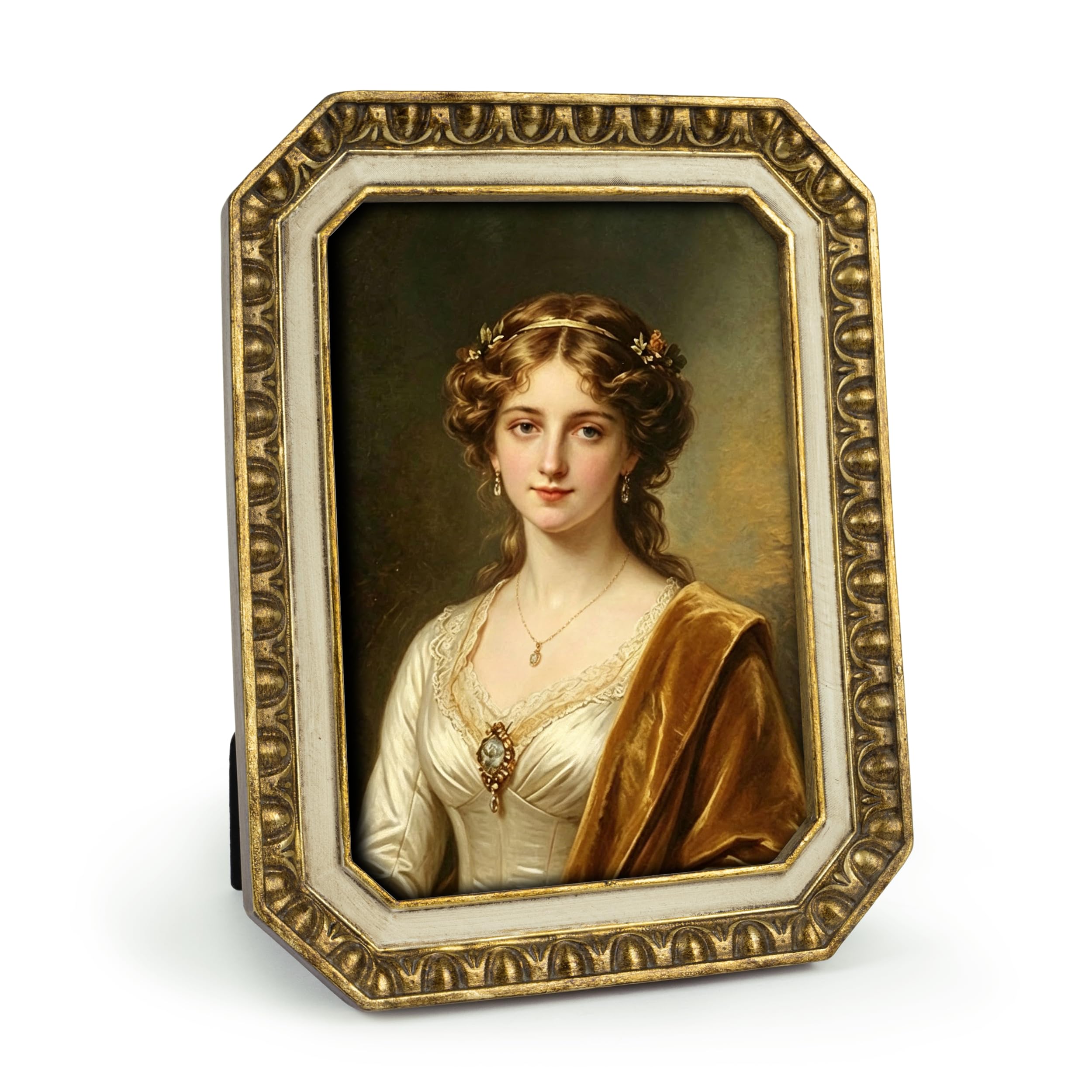 AELS 5x7 Inch Vintage Octagon Picture Frame, Bronze Beige Antique Photo Frames with Glass Front, Elegant Photo Display, Tabletop Wall Hanging, Gift Ideas