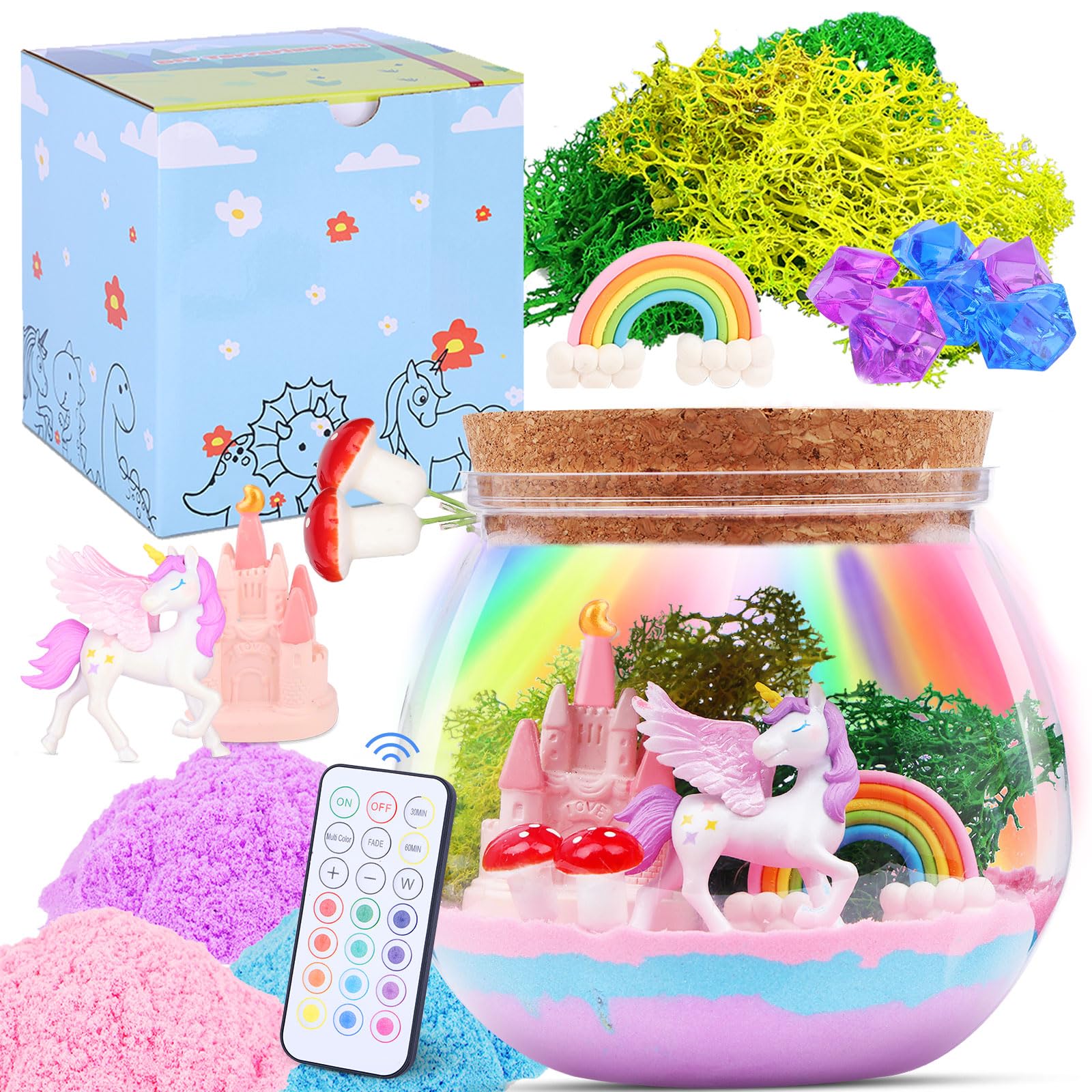 Unicorn Gifts for Girls 4-12 Years Old, Unicorn Crafts Kit for Kids, Light Up Unicorn Decoration with Remote Control - Arts and Crafts for Kids, Birthday Gifts Toys for Girls Age 4 5 6 7 8 9 10 11 12