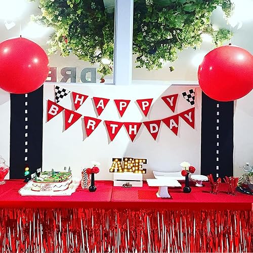 Miniatura 38 de Paquete de 2 faldas de mesa de oropel con flecos metálicos de 29.5 x 108 pulgadas para mesas rectangulares, falda de mesa de fiesta para bodas