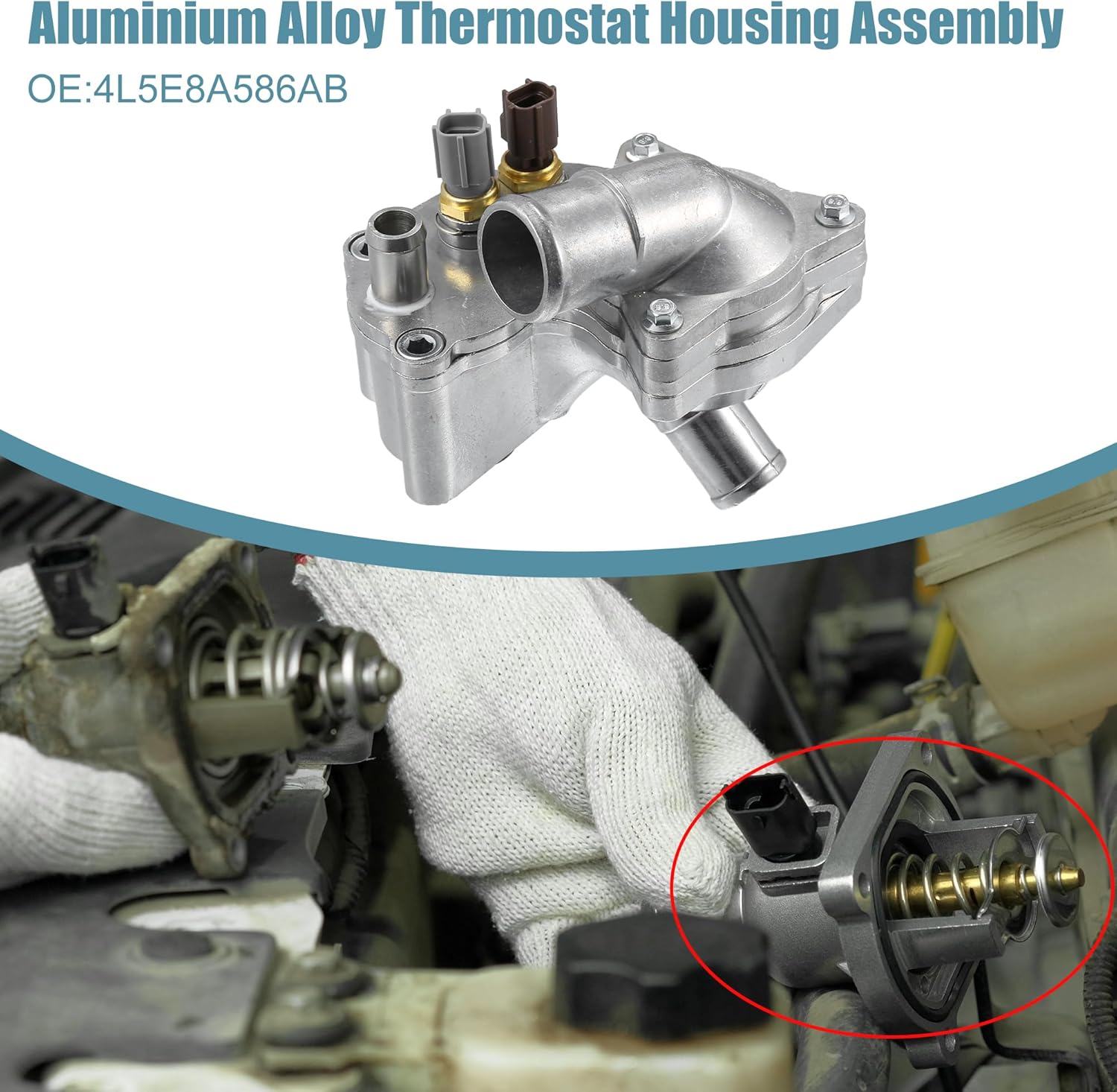 X AUTOHAUX Upgraded Aluminum Thermostat Housing Assembly for Ford Explorer for Ford for Ranger 2001-2011 for Mazda B4000 2001-2008 for Mercury No.4L5E8A586AB Engine Coolant Thermostat Housing