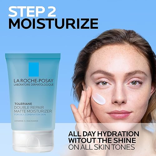Miniatura 3 de La Roche-Posay Hidratante facial mate, gel hidratante diario y limpiador para el control de la piel grasa con niacinamidano comedogénico