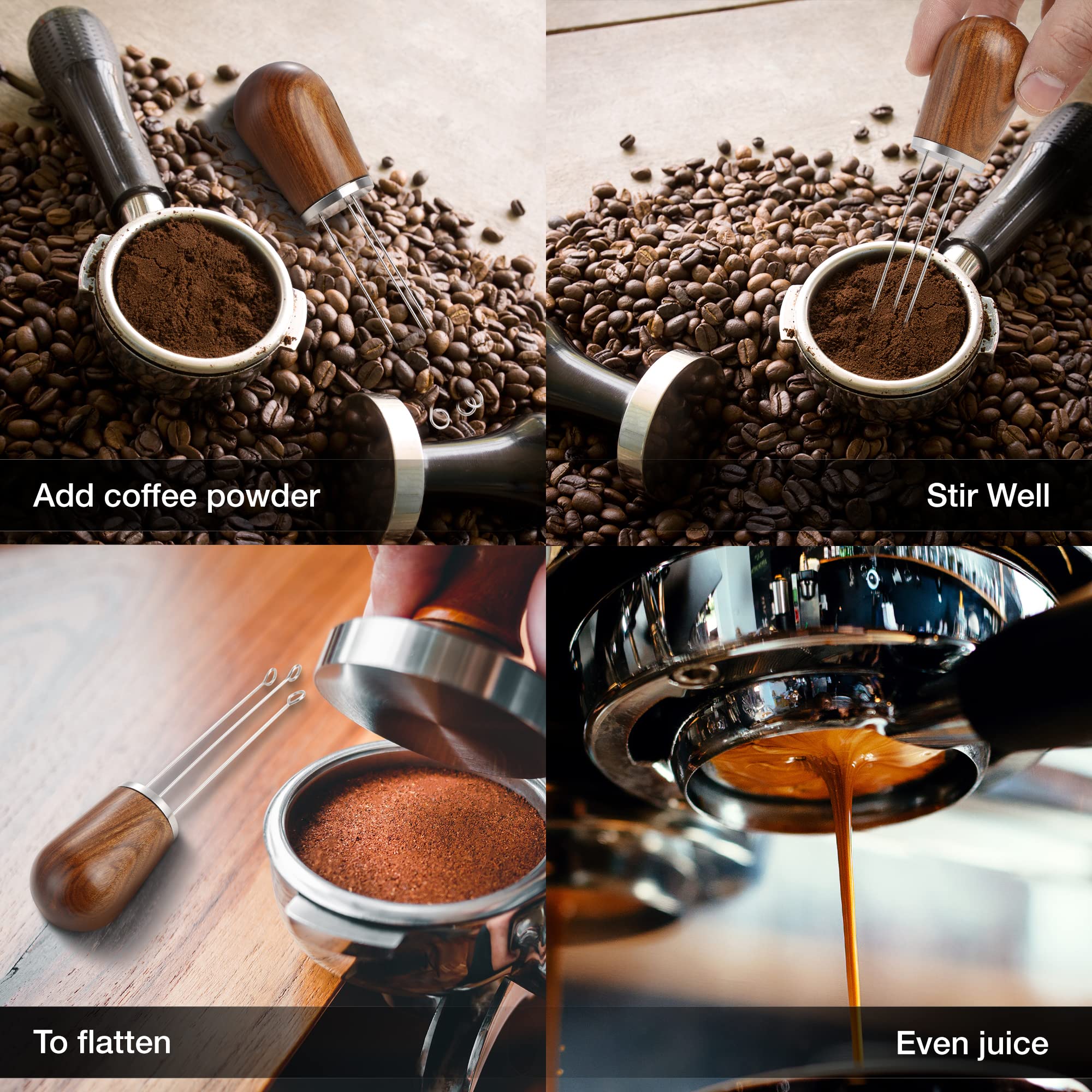 Espresso Distribution Tool Espresso WDT Tool for Coffee Distribution - Espresso Stirrer Coffee Distributor with Natural Wood Handle — view 4