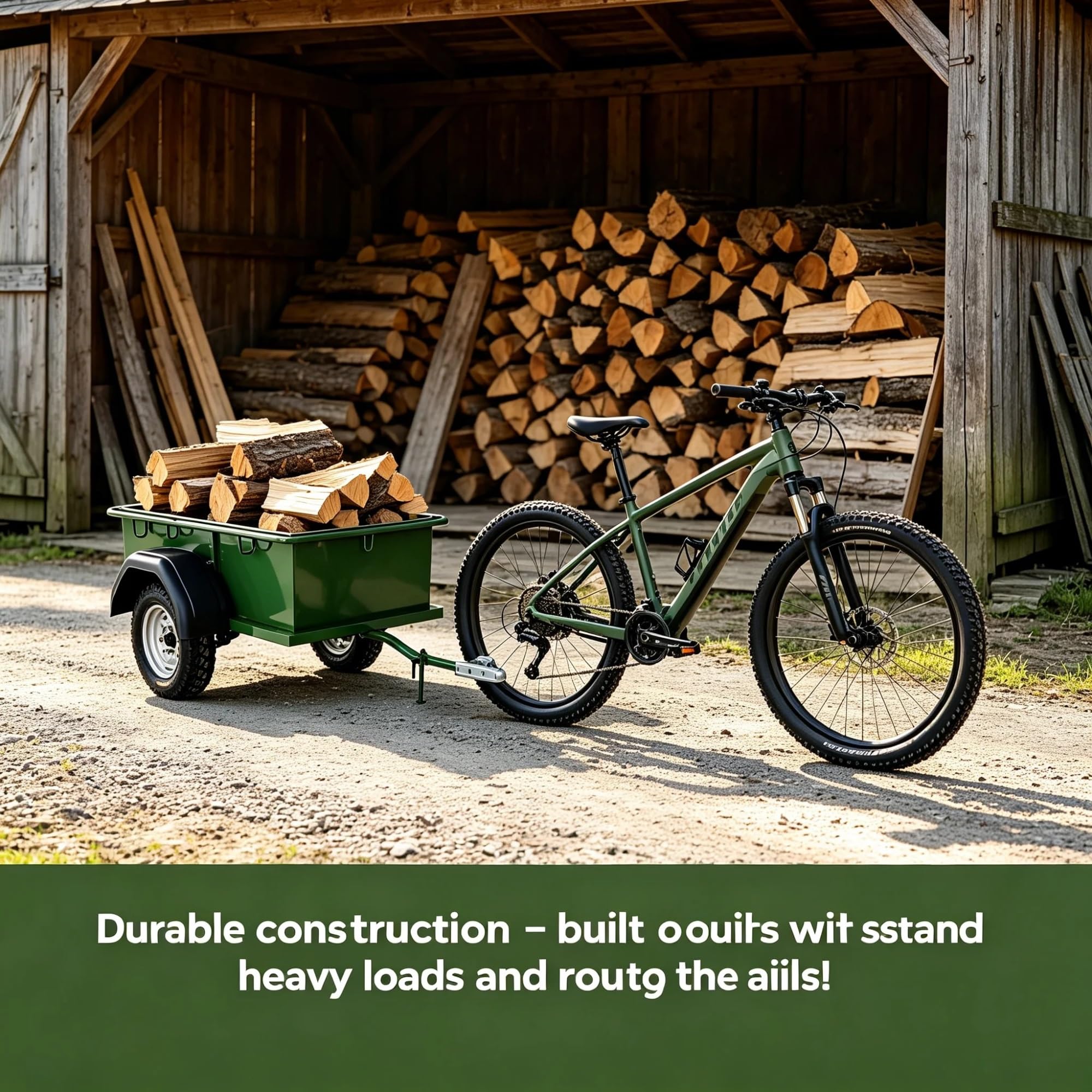 Remorque Pêche Vélo, Chariot Acier pour Cannes et Glacières | Châssis acier antirouille + 130 lb + attelage universel pour vélos et E-bikes – idéal pour pêche et chasse