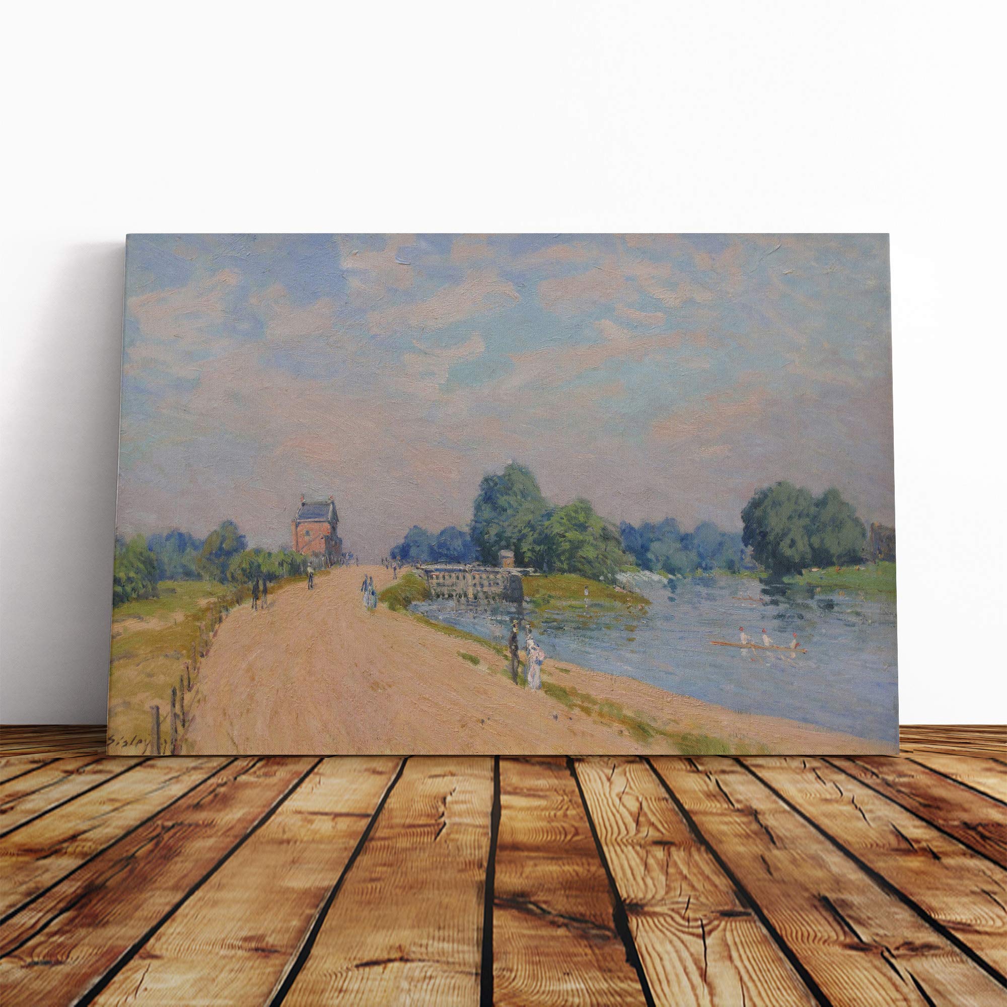 Alfred Sisley Road to Hampton Court Canvas Print | Gallery Wrapped 30mm Frame Wall Art | 30x20 inches | Ready to Hang | Modern Picture | Living Room Bedroom Lounge Office