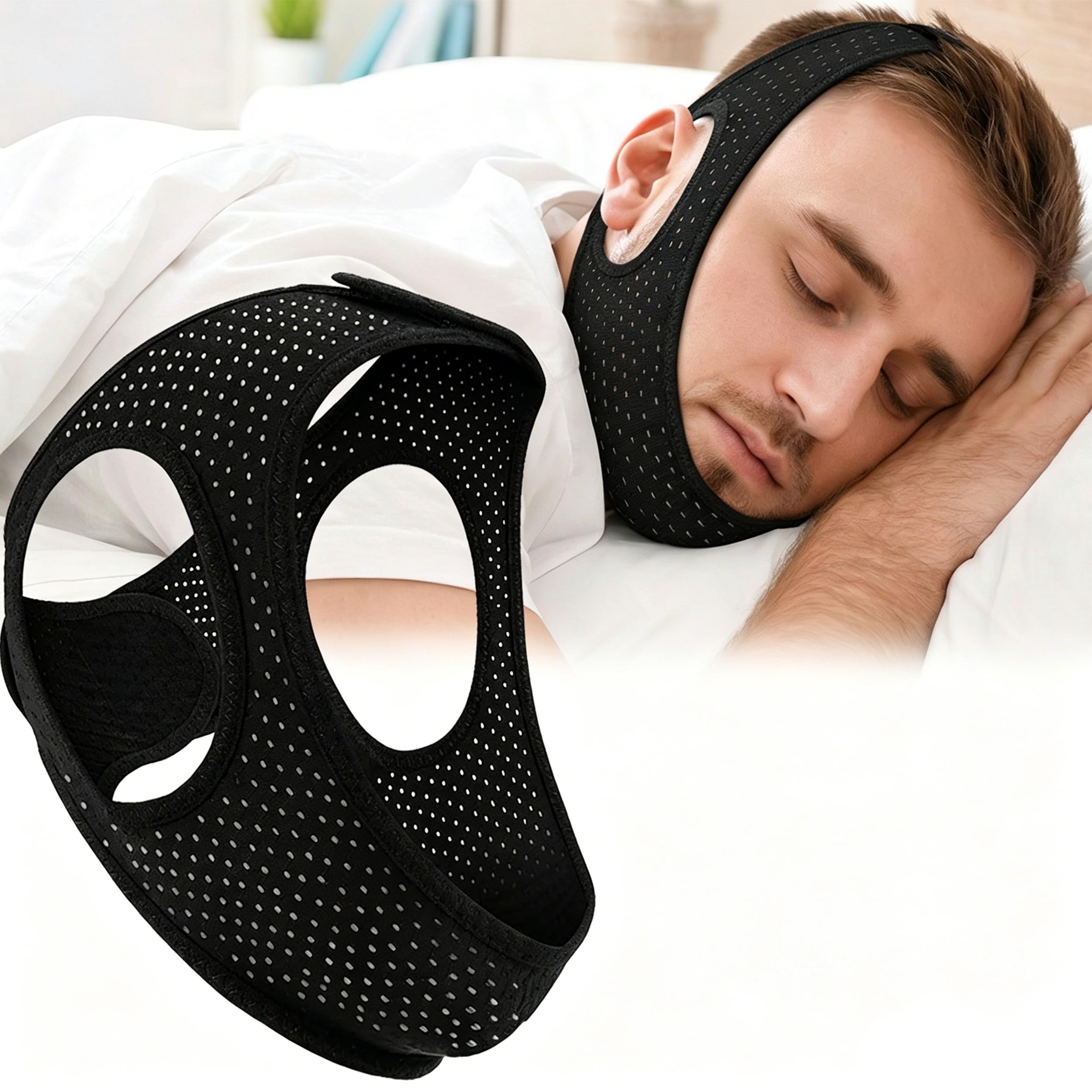 Chin Strap for Sleeping - Anti Snoring Devices - Adjustable Breathable