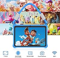 Vista 5 de PRITOM Tablet infantil de 7 pulgadas con cordón, tableta Android 13 de 32 GB con WiFi, cámara dual, educación, juegos, software para niños Azul