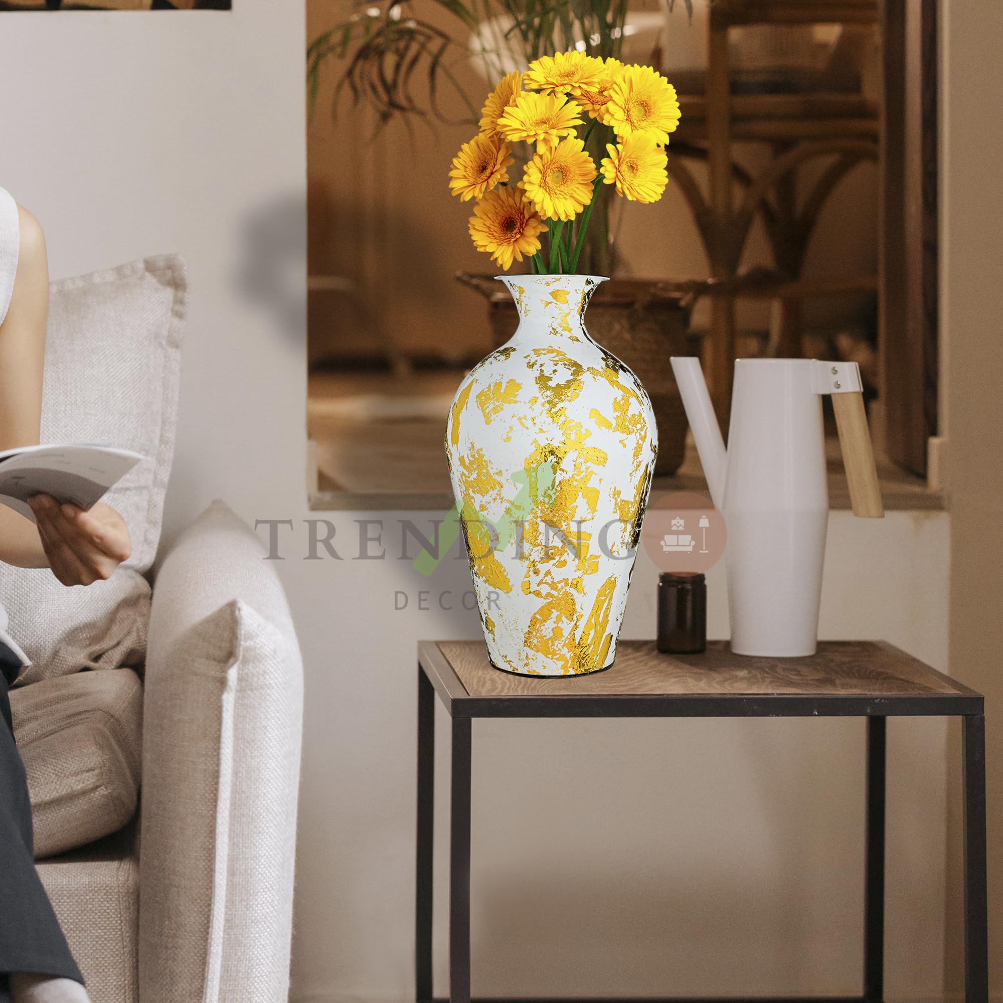 TRENDING DECOR Vintage Metal Flower Vase for Home Decor Office Living Room Bedroom Table Top Decoration-image-25