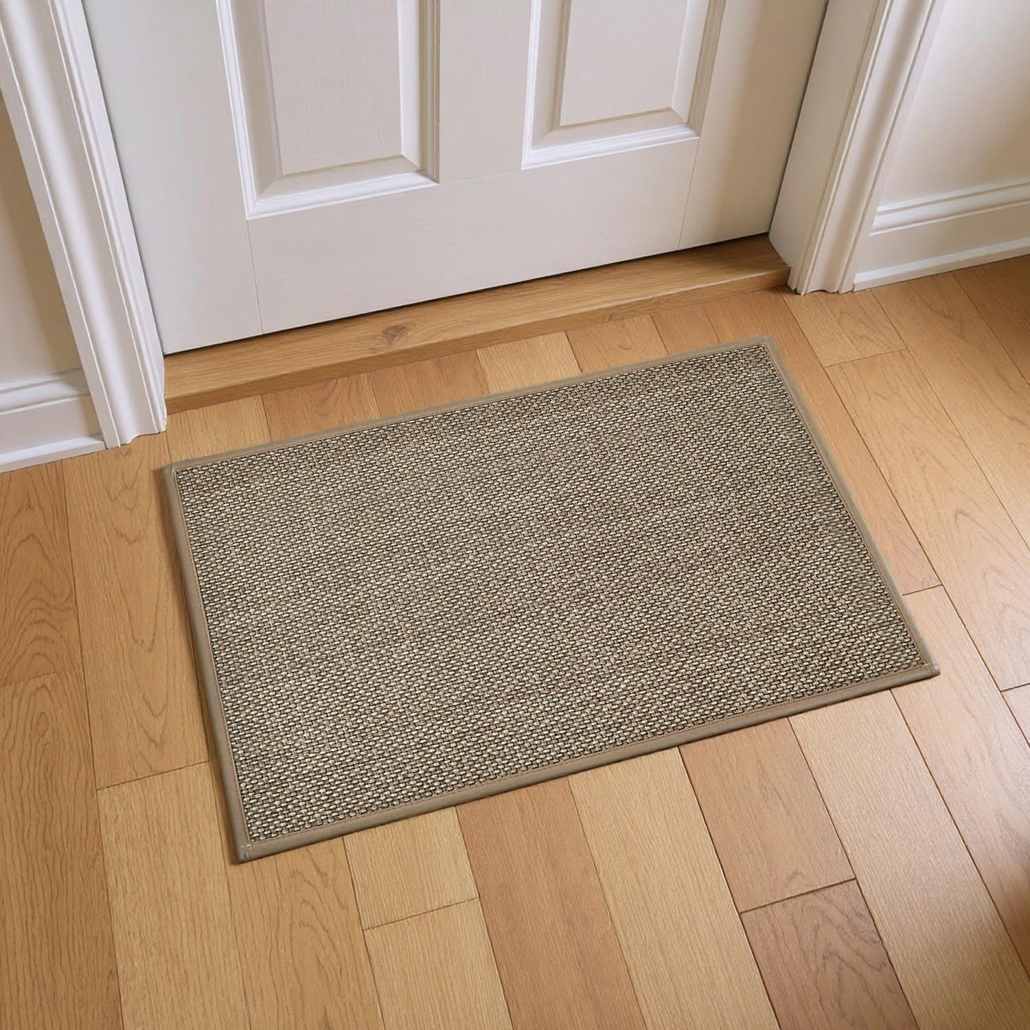 Artoid Mode Beige Grey Washable Absorbent Non Slip Door Mat, Rubber Backing Low Profile Door Mats Indoor Floor Mat Entrance Patio Home Decor 60x90cm