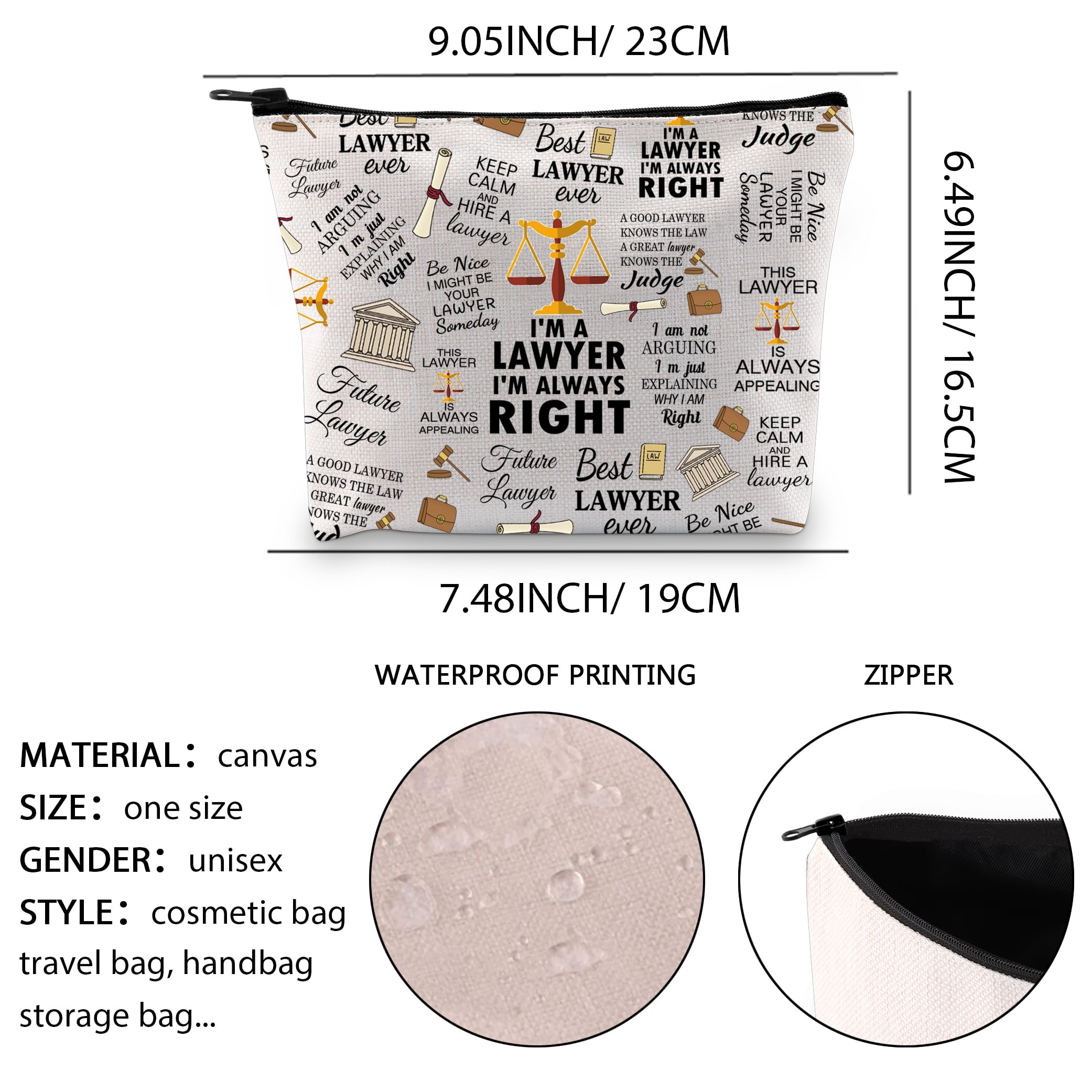 Lawyer Gifts Lawyer Makeup Bag Law Student Gifts Lawyer Graduation Gifts Attorney Gift Cosmetic Zipper Pouch Bag (Right 2UK) - Image 2