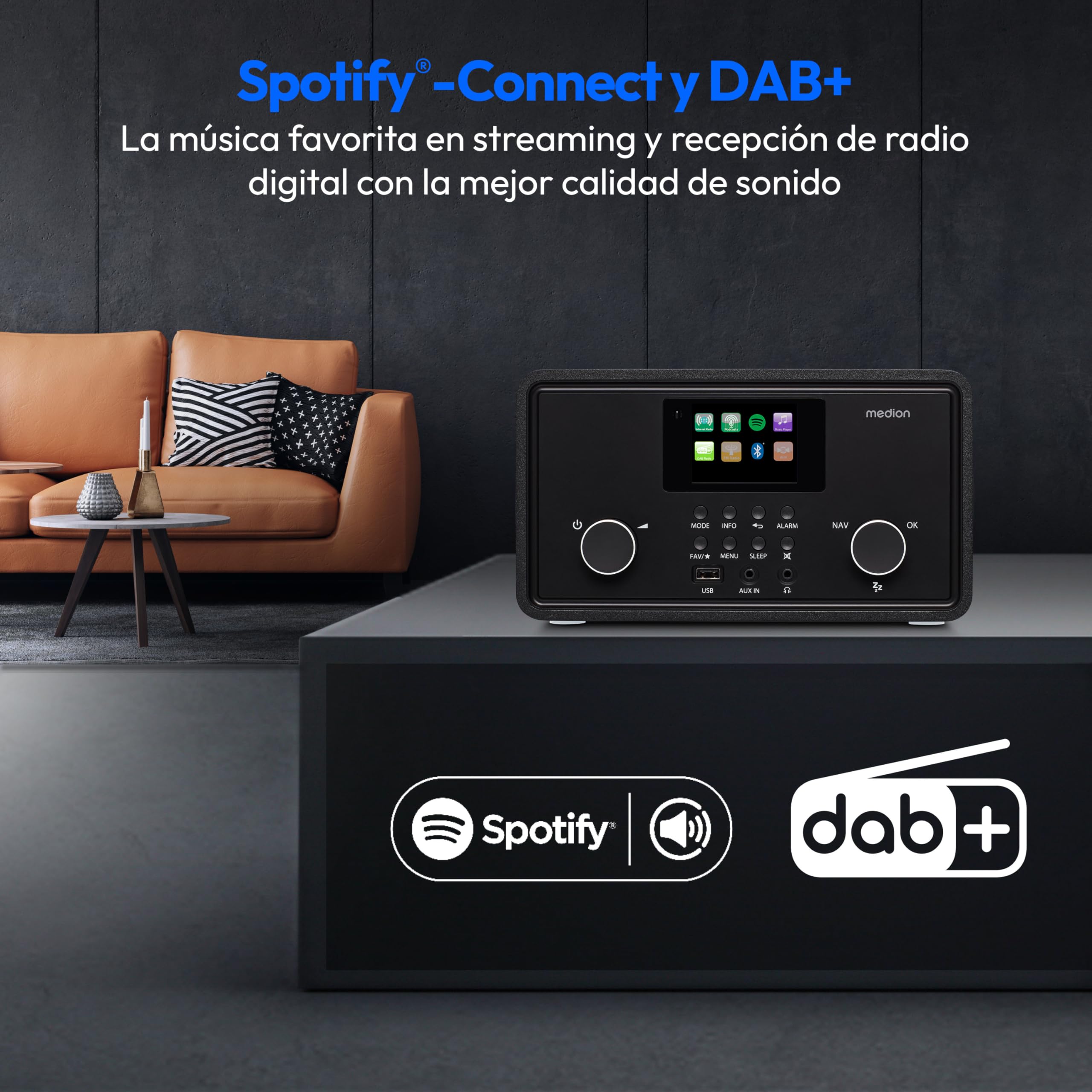 MEDION P85027 Radio por Internet Dab Plus FM Spotify Connect WLAN Bluetooth