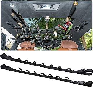 Dr.Fish Vehicle Fishing Rod Holder 7 Rod Capacity, Heavy Duty Nylon Adjustable 30-60 Inch, Car Rod Carrier Fishing Pole Ra...