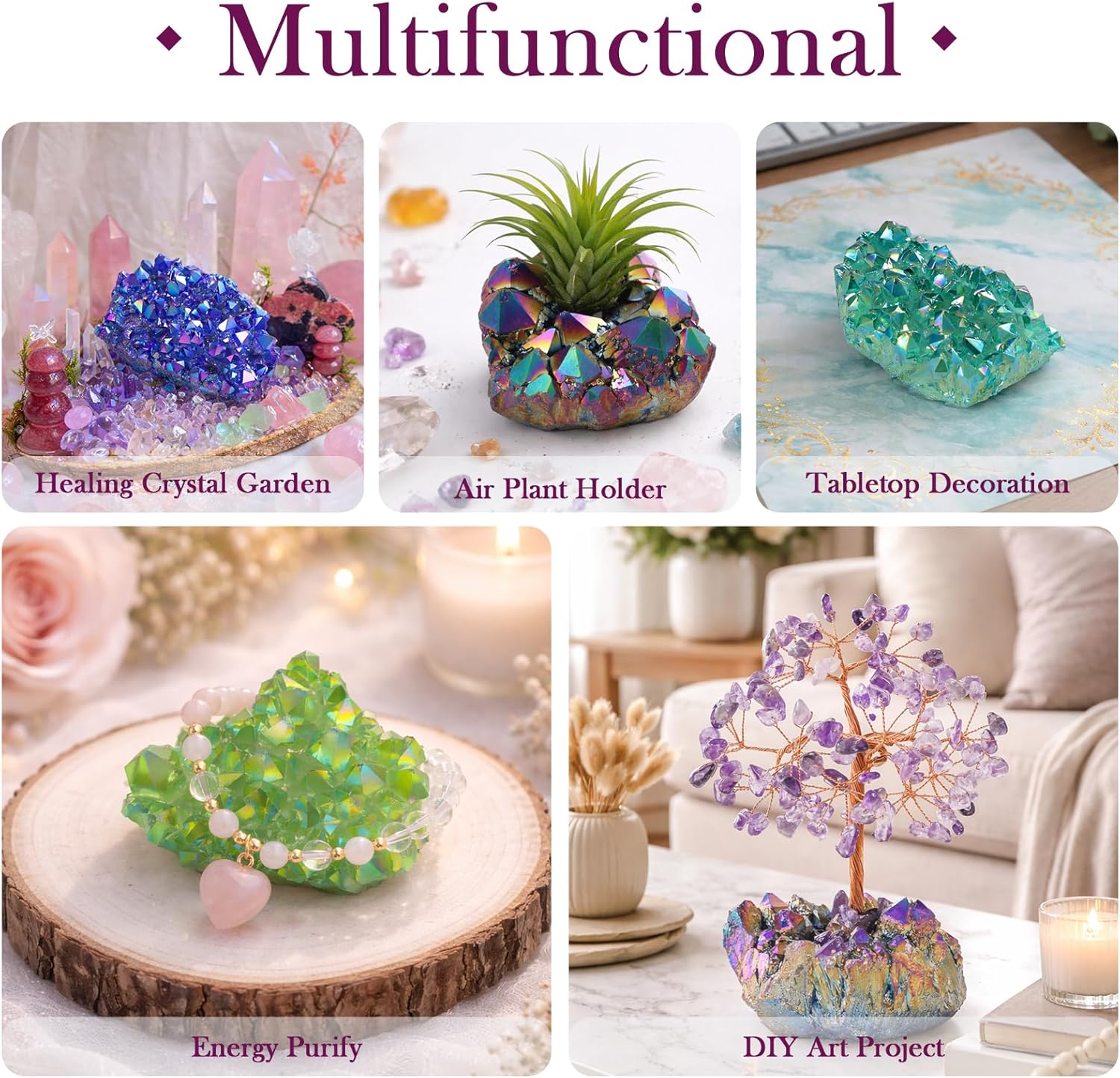 mookaitedecor Natural Clear Quartz Crystal Cluster Mineral Geode Druzy Specimen, 0.55lb-0.88lb