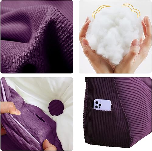 Miniatura 7 de Almohada de cuña grande para cabecero, cojín de respaldo para adultos para sentarse en la cama, almohada ergonómica de lectura para posicionamiento