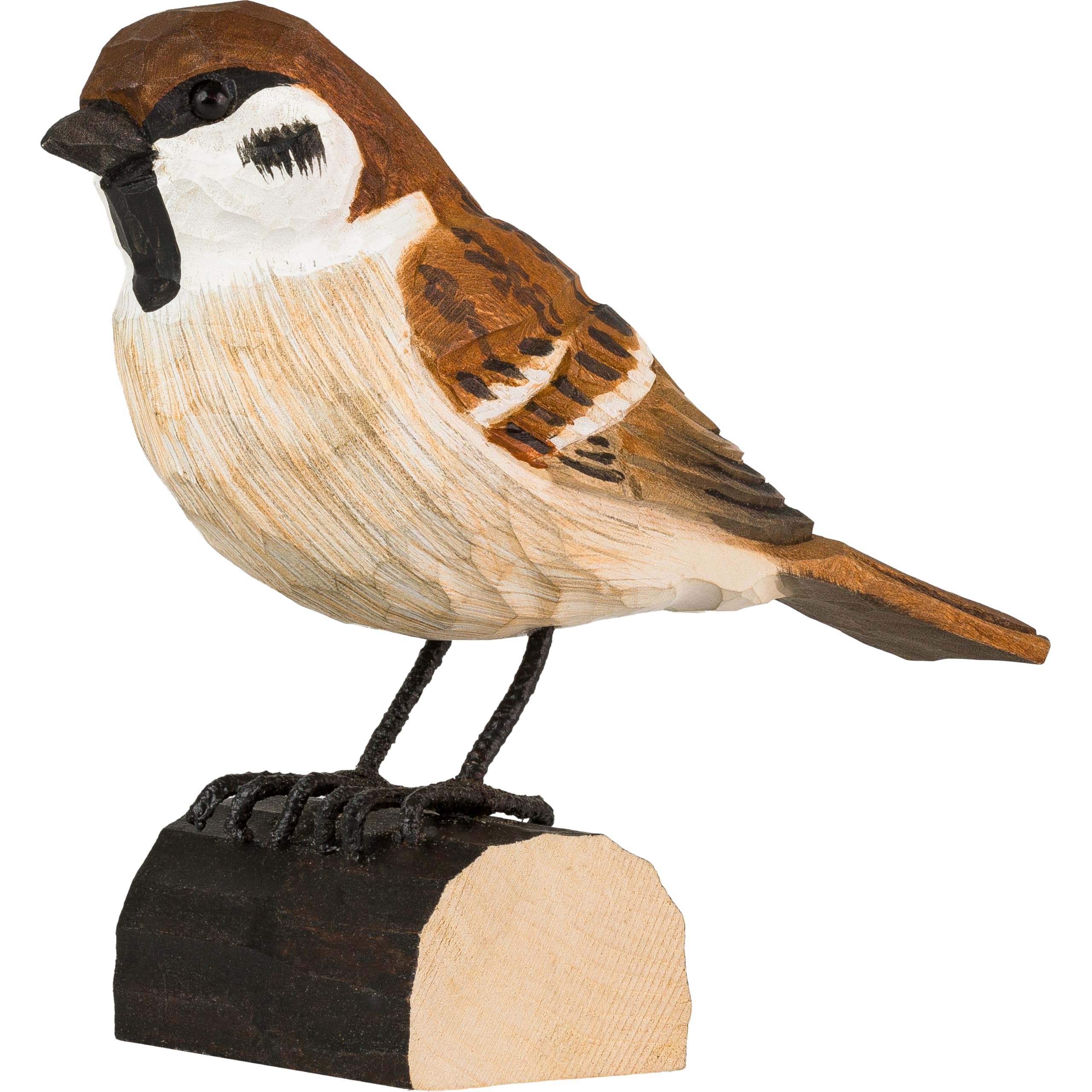 Wildlifegarden Brown - Decobird Tree Sparrow (Wg408) - Hand Carved Decorative Bird Figurine Made Of Linden Wood - Small European Birds Collection