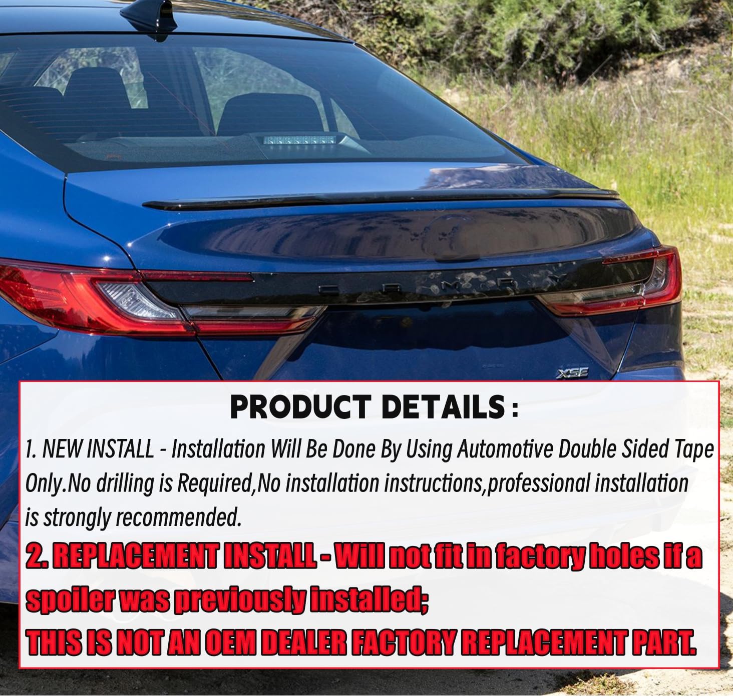 Rear Trunk Spoiler Wing ABS Fit for Toyota Camry 2025 2026 R Style LE/SE/XLE/XSE/Hybrid Duckbill High Kick Decklid Lip Exterior Accessories(Gloss Black)