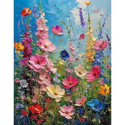 Ausanrl Wild Flowers Square Diamond Painting Kits - Square Drill Diamond Paintings Flowers,Square Diamond Art,DIY Flower Gem Painting for Adults and Crafts for Gifts and Home Wall Decor 12x16inch