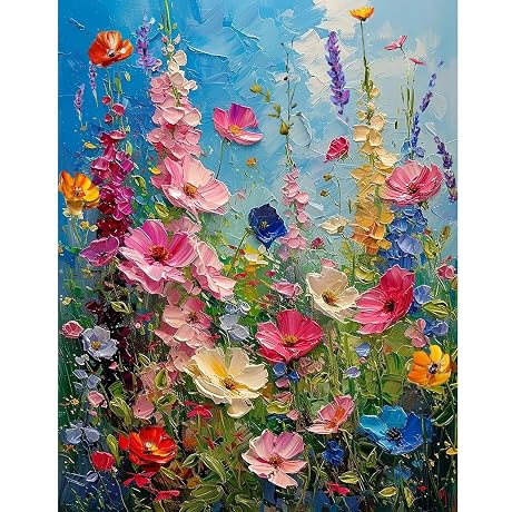 Ausanrl Wild Flowers Square Diamond Painting Kits - Square Drill Diamond Paintings Flowers,Square Diamond Art,DIY Flower Gem Painting for Adults and Crafts for Gifts and Home Wall Decor 12x16inch