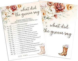 Bridal Shower Games, 25 Game Cards, Fall Boho Floral Cowboy Theme Games Card For, Bridal Shower, Engagement, Bachelorette Party, Wedding Party Game For Decorations Favors Supplies -A23