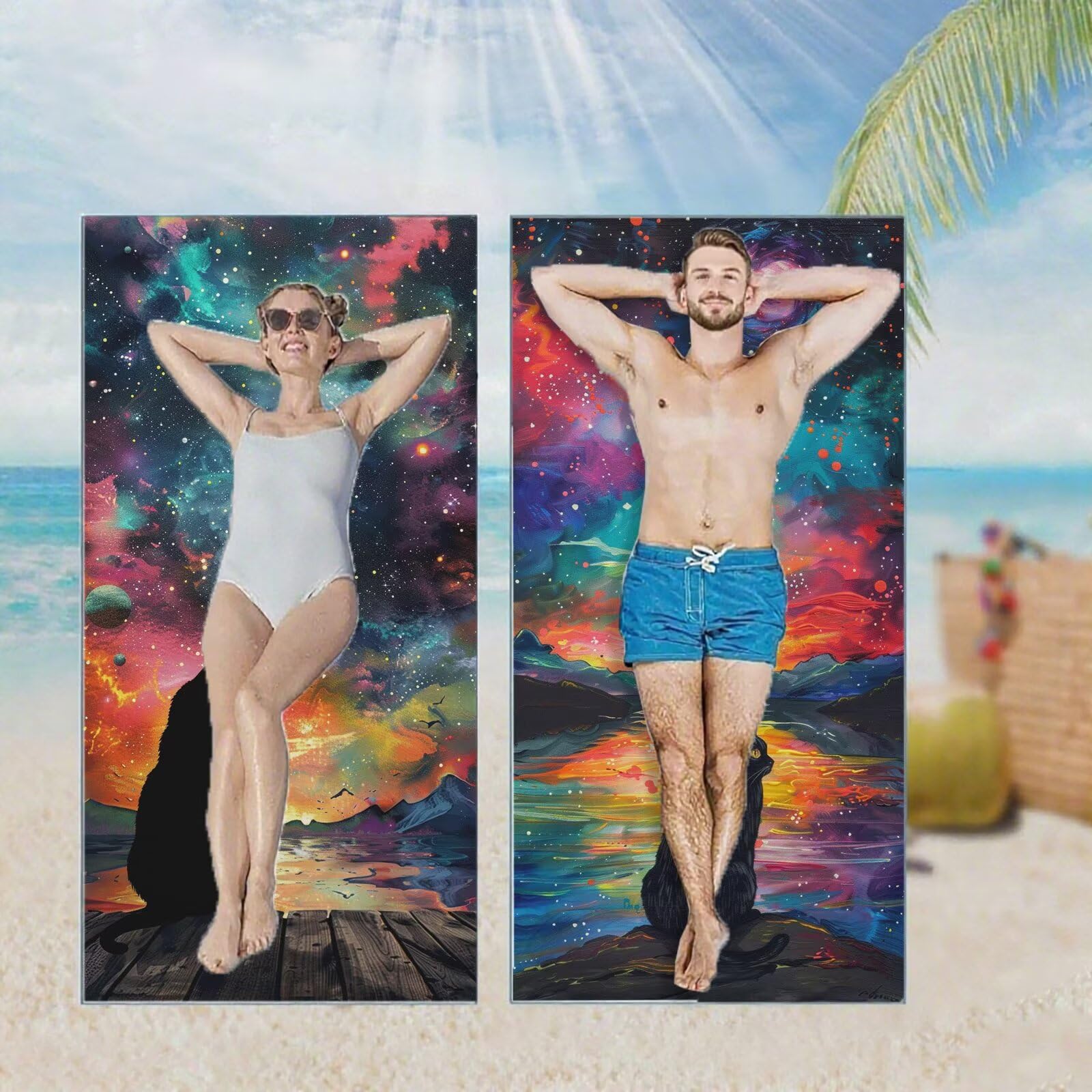 Ręcznik plażowy, ręczniki plażowe z mikrofibry, szybkoschnące lekkie ręczniki podróżne bez piasku, duży ręcznik kąpielowy dla dorosłych 100 x 220 cm, do pływania na basen, jogę, siłownię, kemping