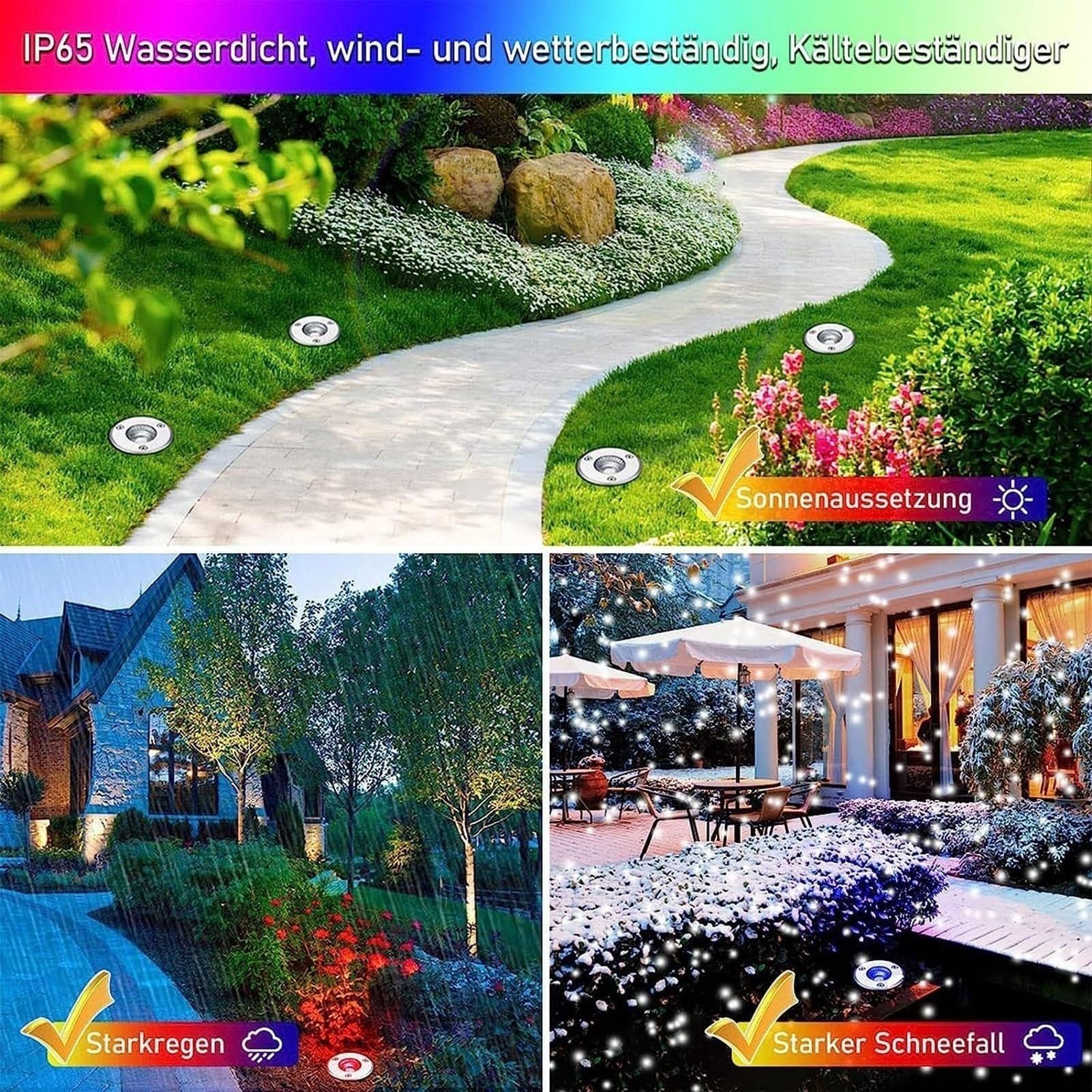 4PCS Empotrable Al Aire Libre Focos - Focos Suelo Led Exterior, 3W RGB LED Foco Empotrable En El Suelo, 12V-24V Luces De Tierra Spot, IP65 Jardín Lámpara De Pie Empotrada(3W(220V))