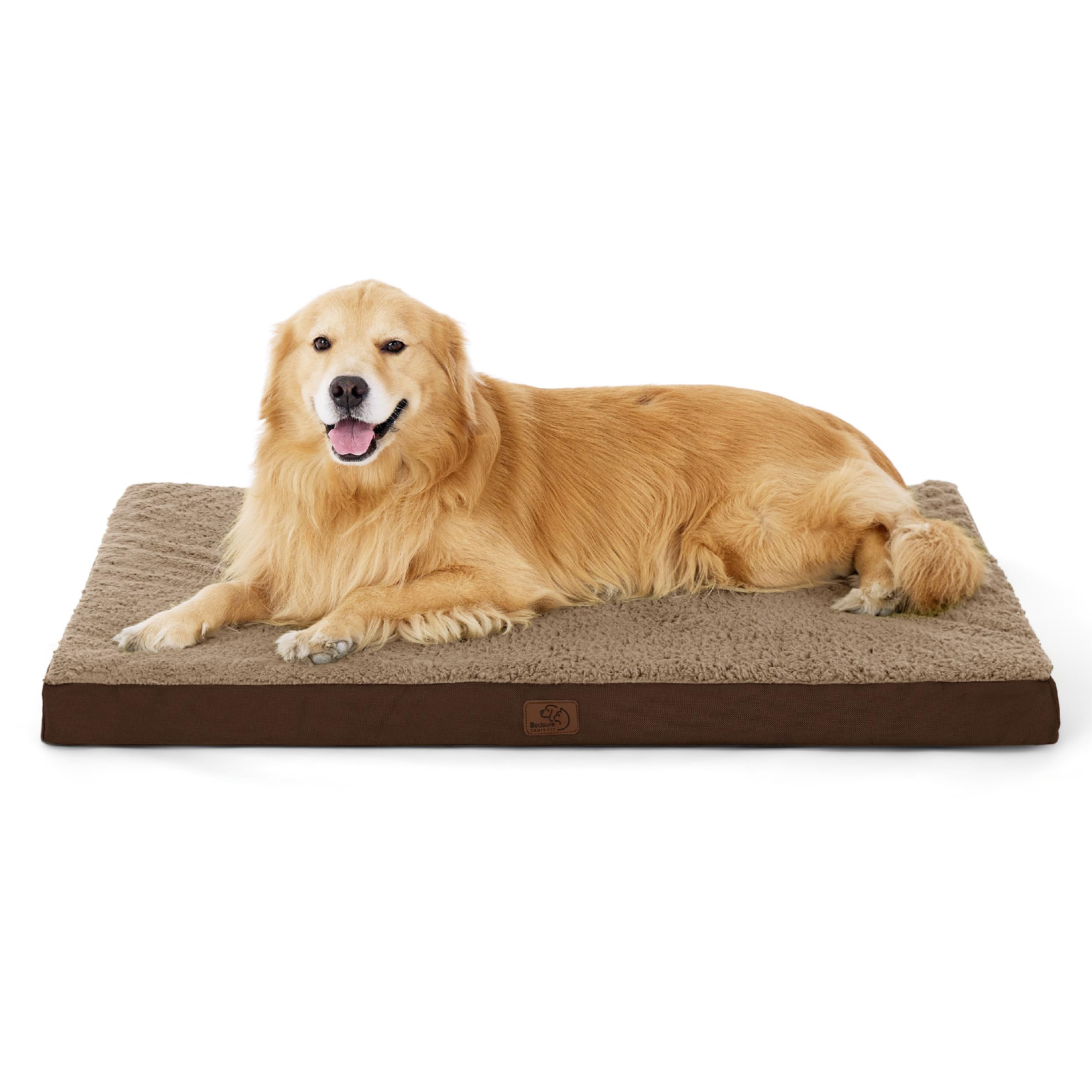 Bedsure Cuscino per Cane Gande - Materassino per Cani Taglia Grande Interno Cuscino Cane Sfoderabile Lavabile 112x81x7.6 cm, Marrone