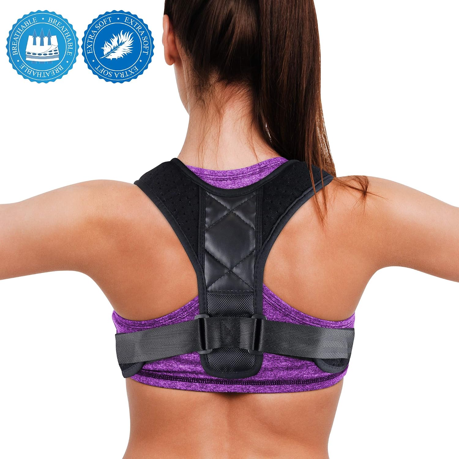 Posture Corrector for Men and Women - with Underarm Pads - Against Bad Posture, Hunching & Back Pains - Shoulder Support Back Brace for Upper Back Pain Relief - Sizes for Different Body Frames