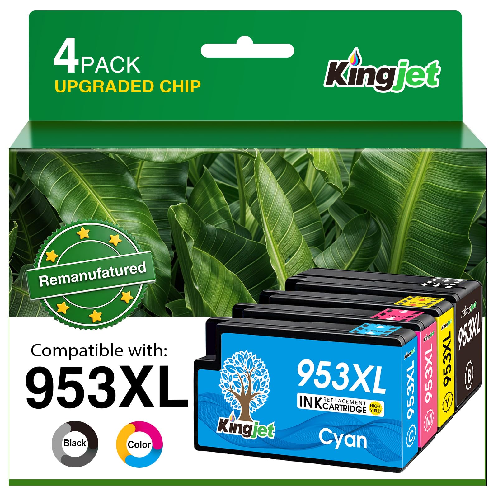 KINGJET 953XL 953 XL Cartucce d'inchiostro Compatibili con HP 953XL Multipack per HP Officejet Pro 7720 7740 8710 8715 8210 8720 7730 8218 8718 8725 8728 8730 8740 (Nero Ciano Magenta Giallo)