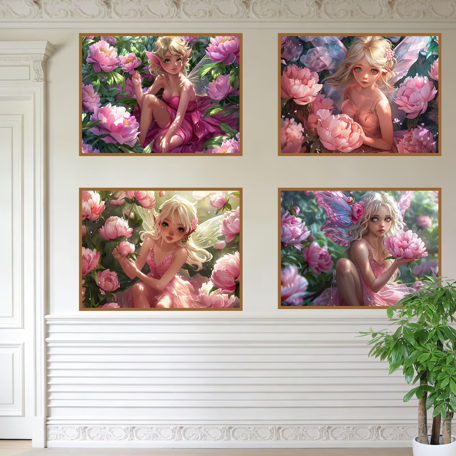 Diamentowe malowanie damskie 60 x 45 cm kwadratowy obraz diamentowy 4 sztuki 2026 nowy DIY 5D diamentowe malowanie z akcesoriami, prezenty świąteczne, dekoracje świąteczne i noworoczne oraz Wielkanoc