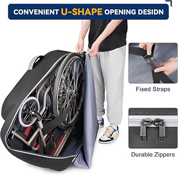 Ytonet Wheelchair Bag, Wheelchair Accessories for Foldable Wheelchairs | With dimensions of 34 L x 11 W x 32 H, Water-Resistant Walker Bag Rollator Accessories, Portable for Car TSA Travel