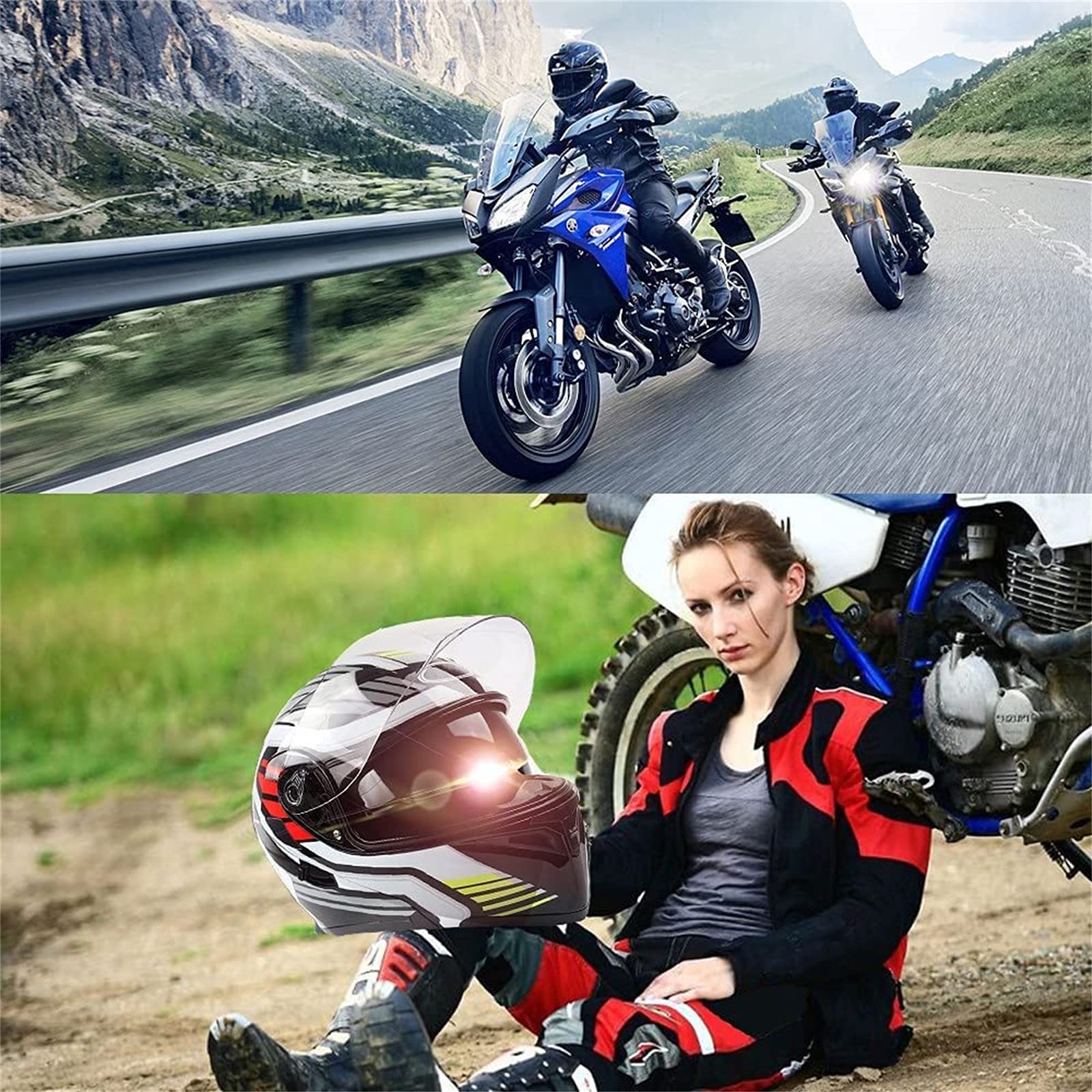Bluetooth Flip Up Motocykl Kask Modułowy Zintegrowany Kask Motocyklowy ECE Certyfikowany Z Podwójnym Osłona Kaski Dla Dorosłych Kobiet I Mężczyzn Wygodne Motocykl Kask Dla Voice Dial Zestaw