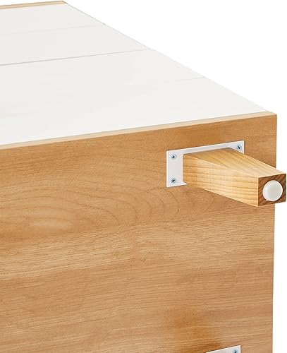 Miniatura 7 de SSLine Cómoda de 6 cajones, cómoda moderna con patas y pomos de madera maciza, mesa auxiliar grande armario de almacenamiento para dormitorio, sala