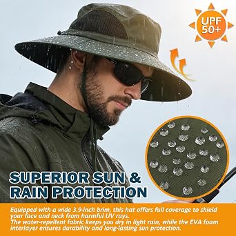 EINSKEY Wide Brim Sun Hat, UPF 50+ UV Protection Waterproof Packable Bucket Hat for Men & Women, Fishing Hiking Beach Garden