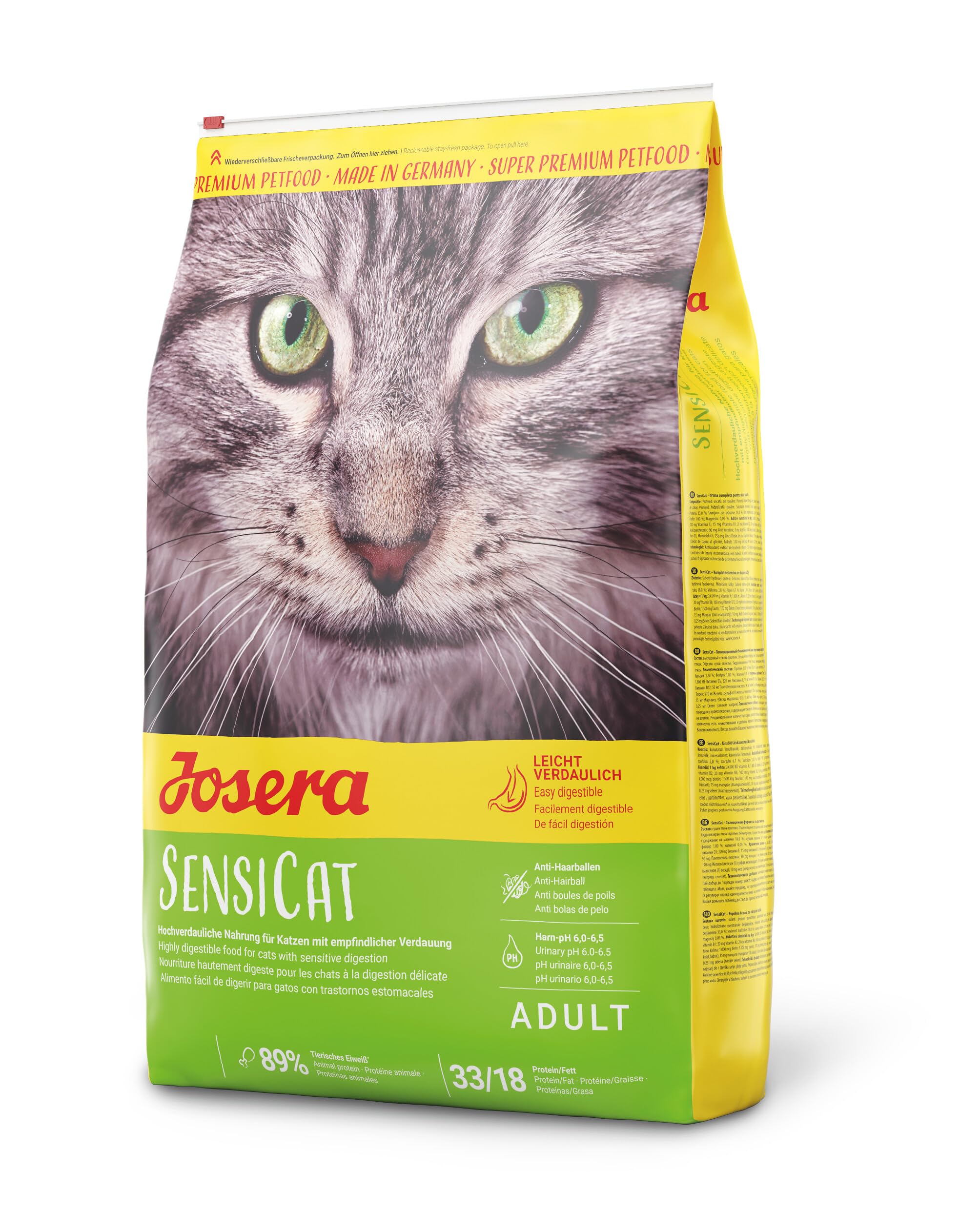 JOSERA SensiCat (1 x 10 kg) | Adult | Premium Trockenfutter für ausgewachsene empfindliche Katzen | Geflügel & Reis | extra verträgliche Rezeptur | weizenfrei | Katzenfutter | 1er Pack