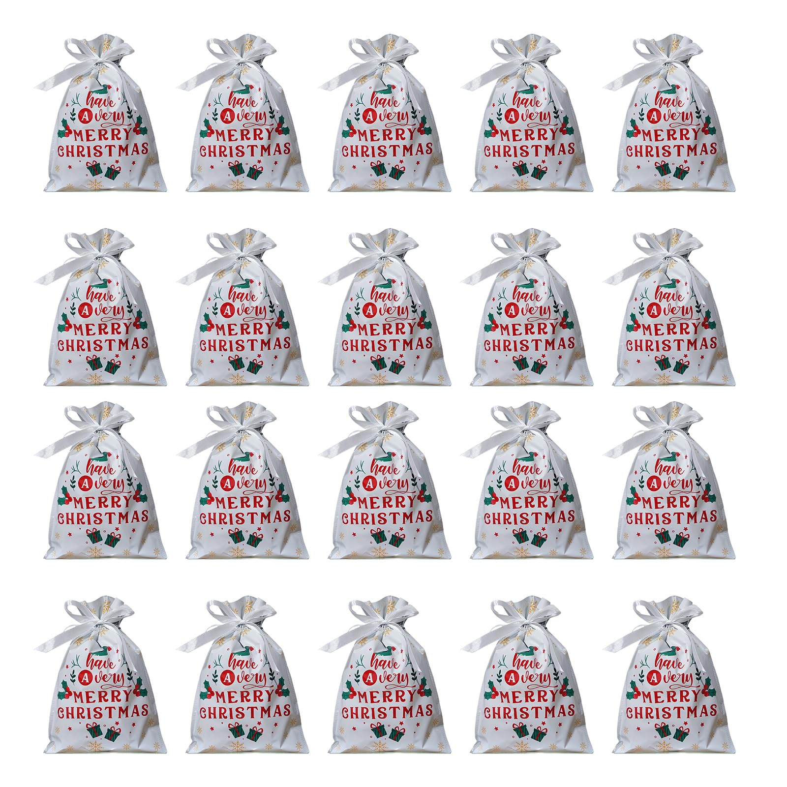 KAQNTUD Christmas Party Bags Plastic Drawstring Closure Design Reusable Packaging Solution Reusable Christmas Party Bags