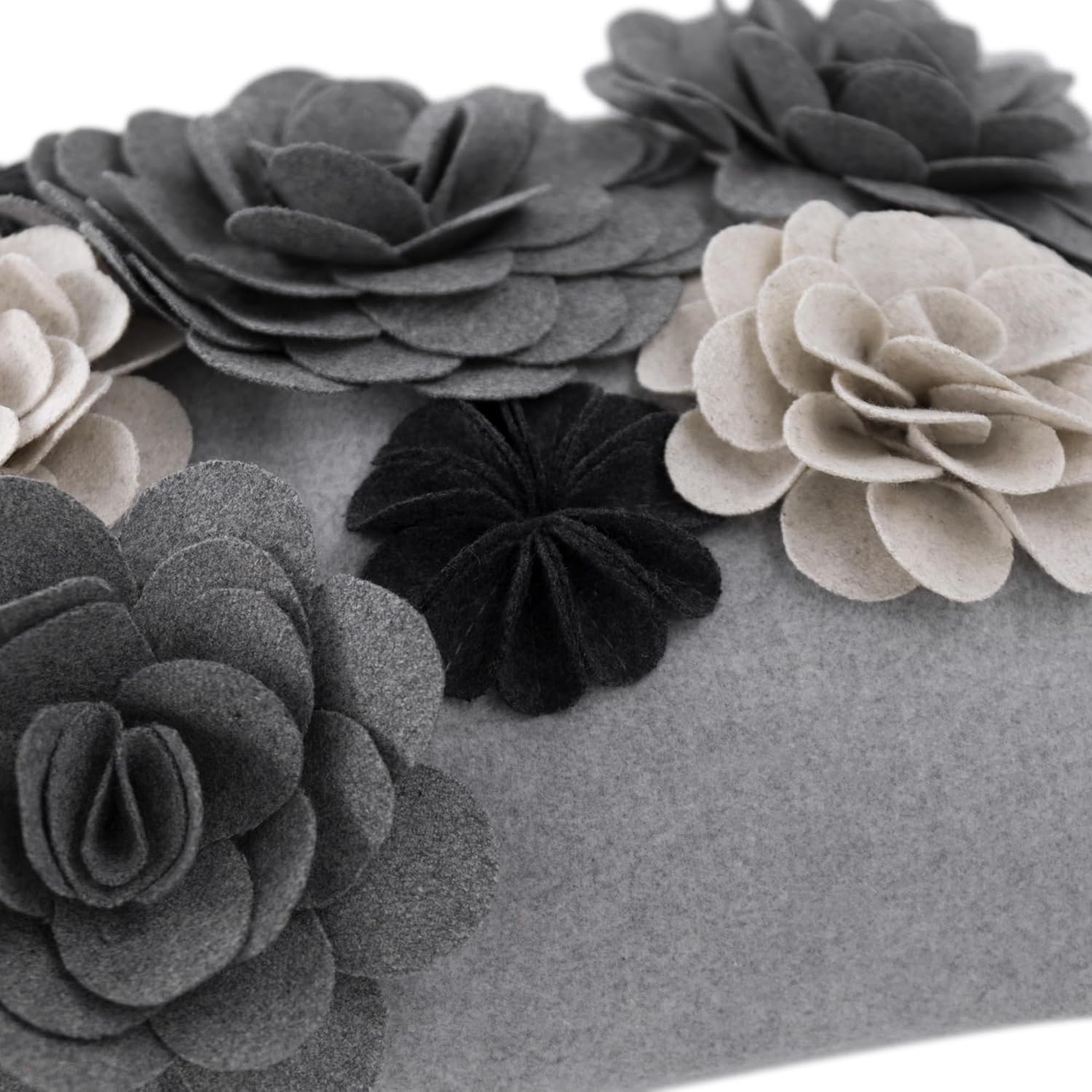 KINGROSE 3D Flower Throw Pillow Cover Decorative Pillow Case Elegant Cushion Cover for Home Decor Sofa Couch Bedroom 12 X 20 Inches Grey