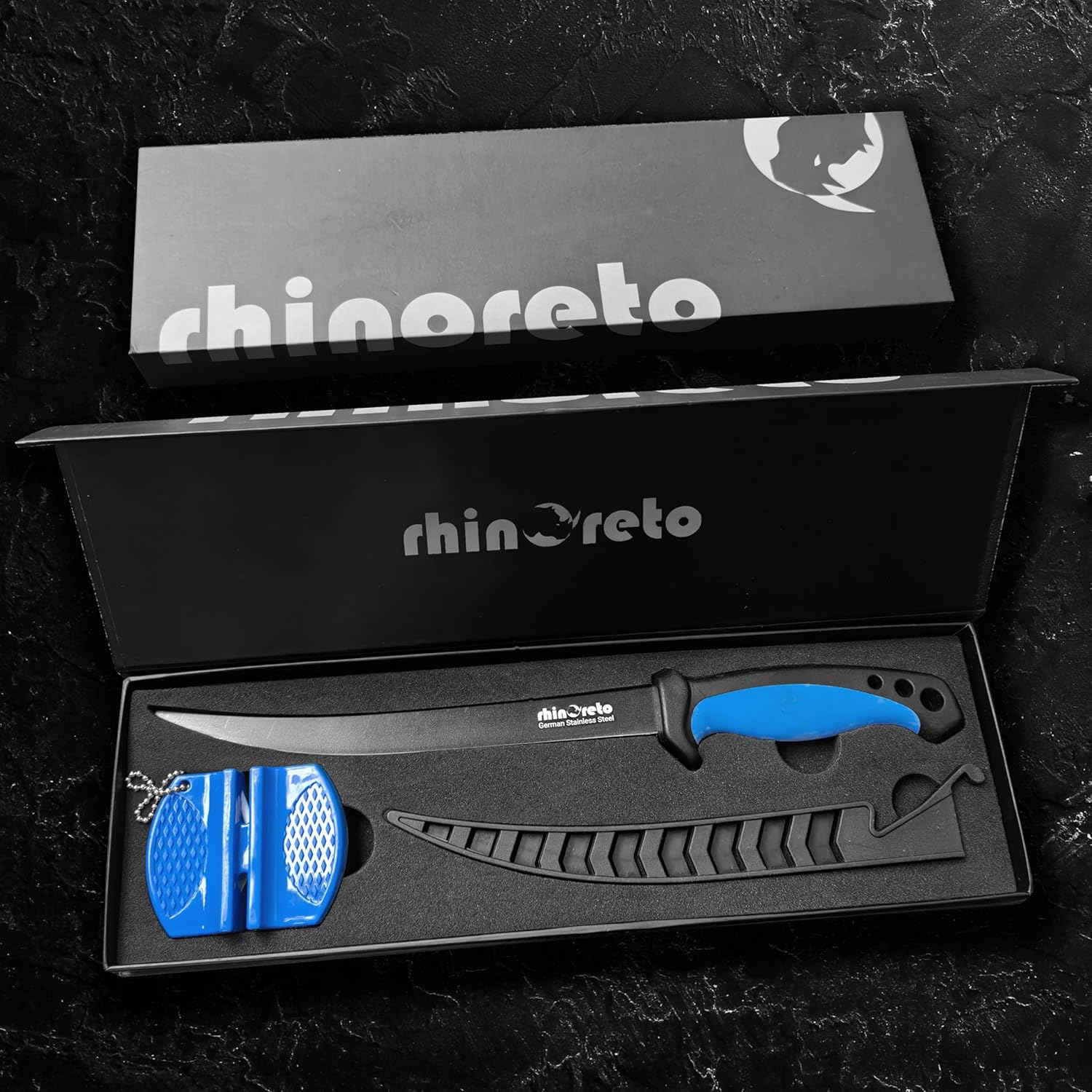 Rhinoreto 5 inch Fillet knife and 9 inch Fillet Knife Bundle with Sheats and Sharpeners
