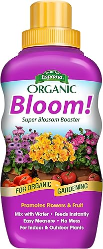 Espoma Organic Bloom! Alimento concentrado para plantas de 16 onzas, fertilizante para plantas y potenciador de floración para todas las plantas con