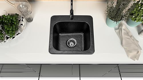 Miniatura 10 de Monarch Abode 17092 Fregadero de preparación de barra Baxter martillado a mano de cobre puro (15 pulgadas)